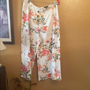 Jodi Kristopher Floral Wide Leg Pants - White and Pink